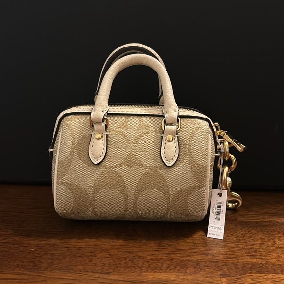 COACH Mini Rowan Satchel Bag Charm In Signature Canvas NWT - Picture 9 of 10